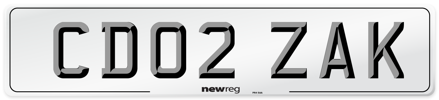 CD02 ZAK Number Plate from New Reg